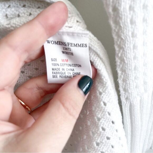 Woolrich Vintage Cardigan White Cotton Waist Tie V-Neck Women's M - Picture 5 of 9